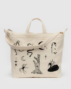 Horizontal Zip Duck Bag Embroidered Ballet Icons