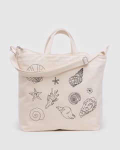 Horizontal Zip Duck Bag Embroidered Shells