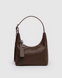 Mini Recycled Leather Shoulder Bag Brown