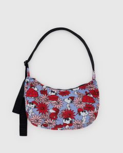 Medium Nylon Crescent Bag Floral Snoopy