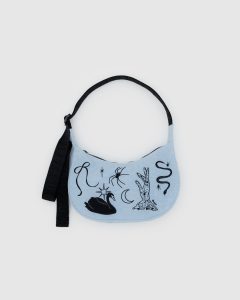 Small Nylon Crescent Bag Embroidered Ballet Icons