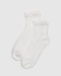 Lettuce Edge Sock Set of 2 White