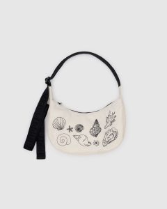 Small Nylon Crescent Bag Embroidered Shells