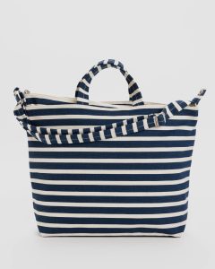 Horizontal Zip Duck Bag Navy Stripe