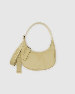 Small Recycled Leather Crescent Bag Straw