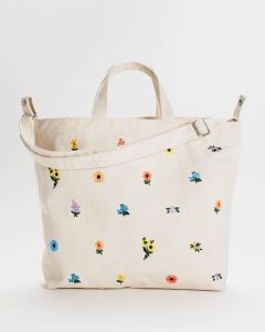 Horizontal Zip Duck Bag Embroidered Ditsy Floral